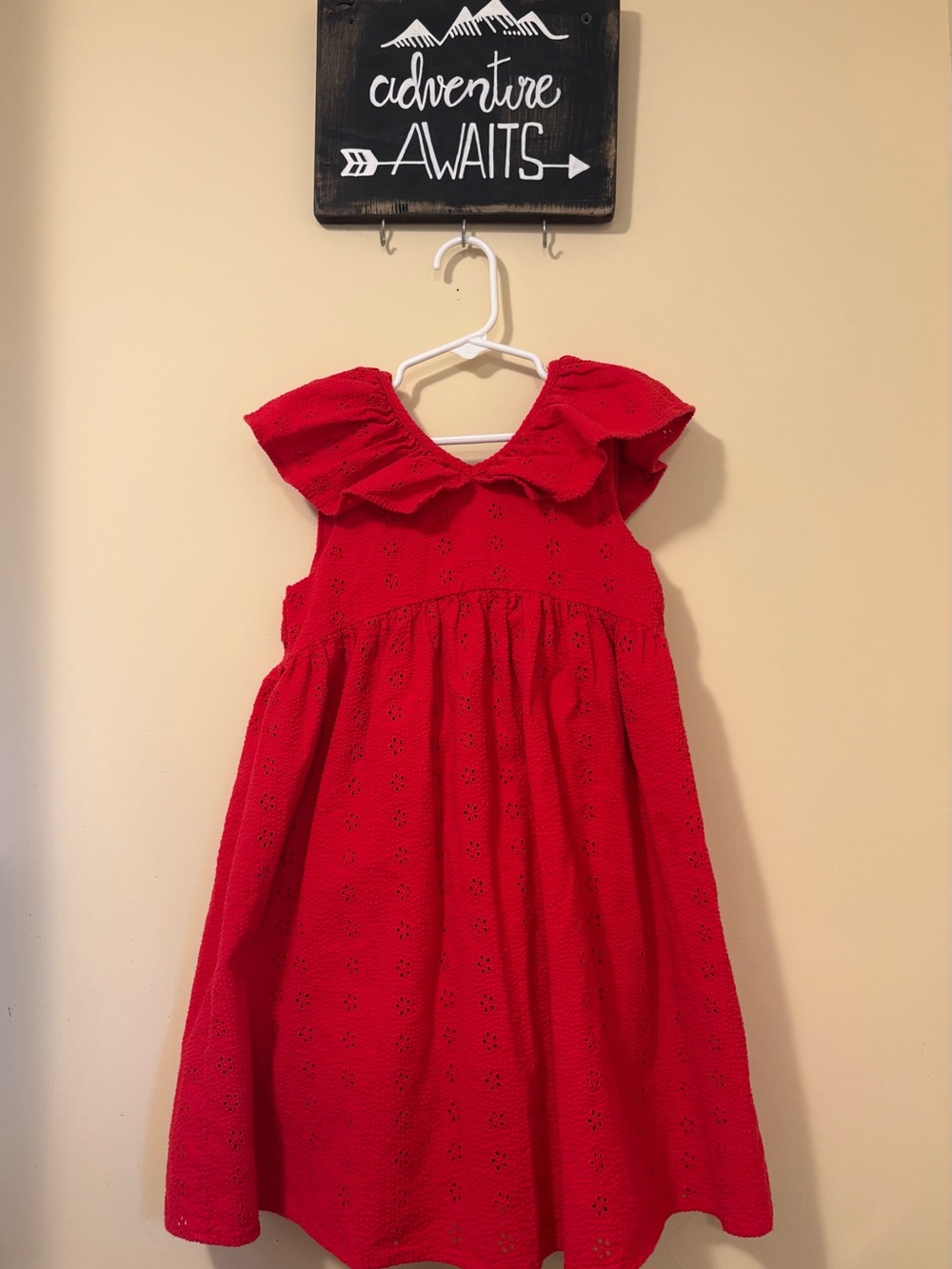 Kids Next Red Eyelet Ruffle Collar Kids Dress
